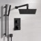 Matte Black Thermostatic Shower Set with Rain Shower Head and Hand Shower